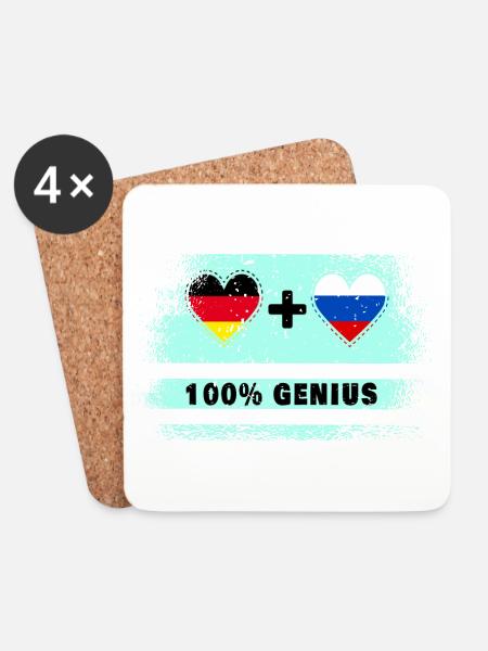 Deutschland und Russland 100% Genial / Geschenk - Untersetzer (4er-Set) - Weiß