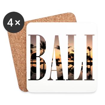 Bali, Indonésie, palmiers, plage, vacances - Dessous de verre (lot de 4) - blanc - Devant