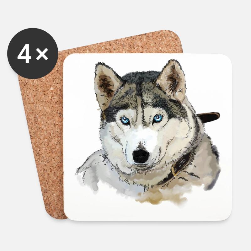 Husky - Untersetzer (4er-Set) - Weiß