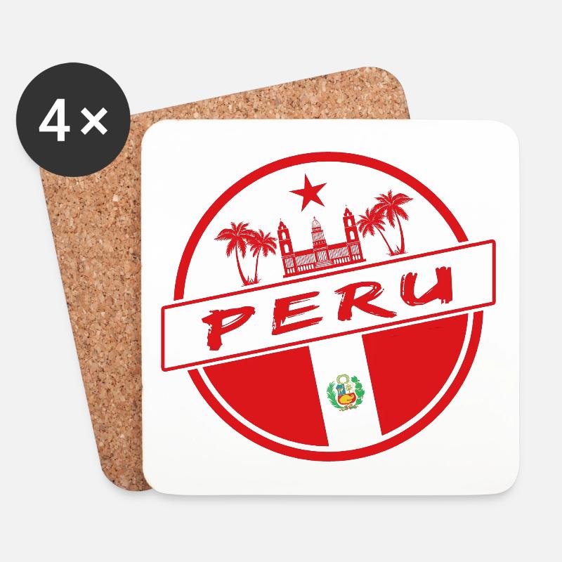 Peru Kreis in den Nationalfarben - Untersetzer (4er-Set) - Weiß