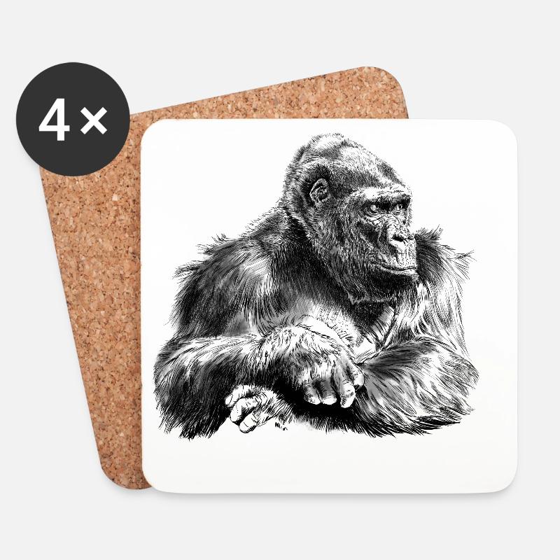 Gorilla - Untersetzer (4er-Set) - Weiß
