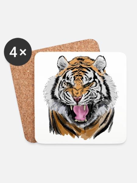 tiger - Coasters (set of 4) - white