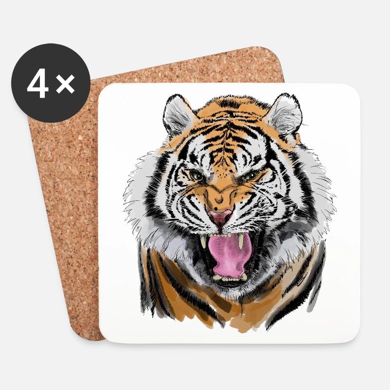 tiger - Coasters (set of 4) - white