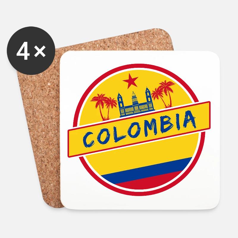 Conception de la Colombie avec drapeau national - Dessous de verre (lot de 4) - blanc
