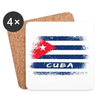 Kuba Vintage Design / Flagge - Untersetzer (4er-Set) - Weiß - Vorne
