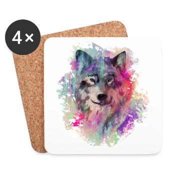 Wolf in the North Colour version - Coasters (set of 4) - white - Front