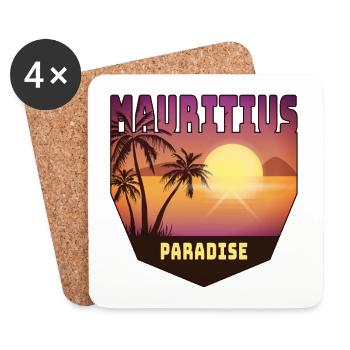 Mauritius design with palm trees and sun / gift - Coasters (set of 4) - white - Front