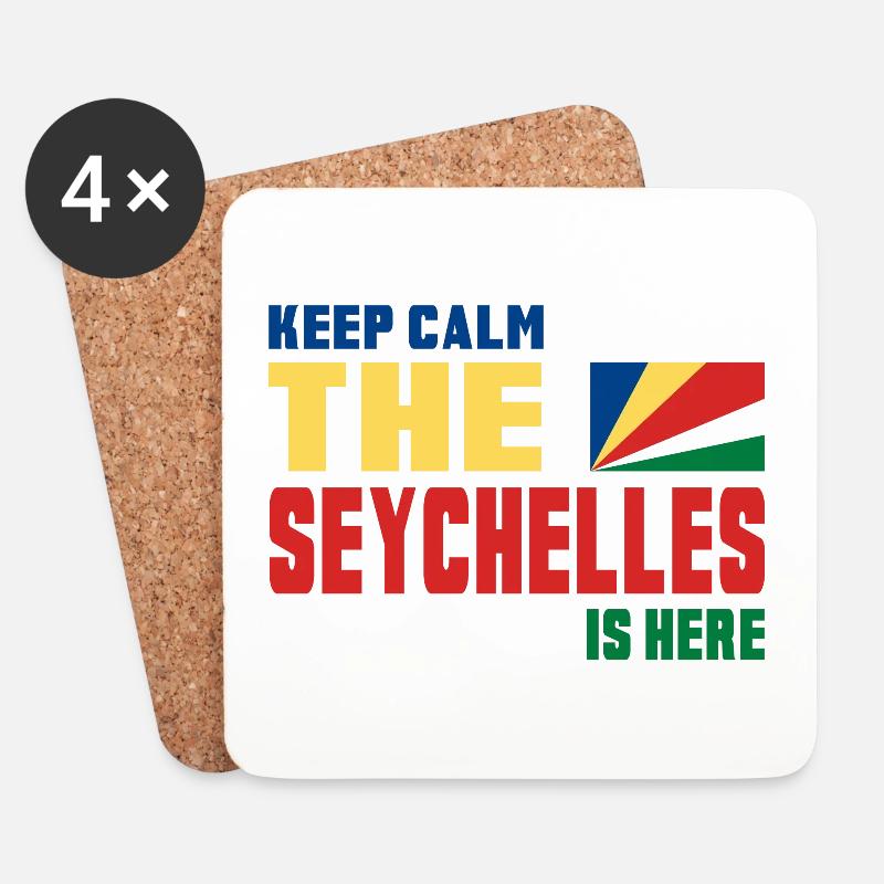 Keep Calm Seychellen Design / Geschenk Flagge - Untersetzer (4er-Set) - Weiß