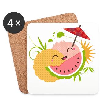 naughty kawaii cocktail with a little umbrella - Coasters (set of 4) - white - Front