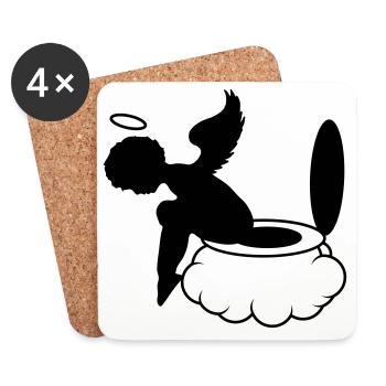 kleiner Engel sitzt auf der Wolken Toilette - Untersetzer (4er-Set) - Weiß - Vorne