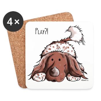 Happy Münsterländer - Untersetzer (4er-Set) - Weiß - Vorne