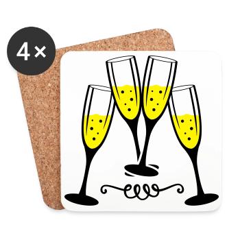 sekt glas anstossen - Untersetzer (4er-Set) - Weiß - Vorne