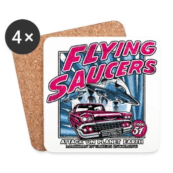 alien attack on earth science fiction - Coasters (set of 4) - white - Front