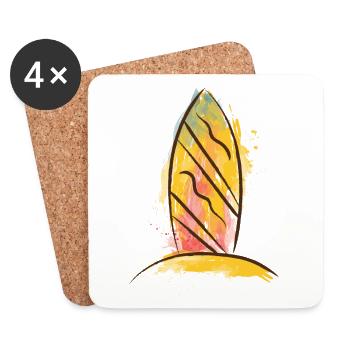 Color Splash Surfboard Beach Vibe - Untersetzer (4er-Set) - Weiß - Vorne