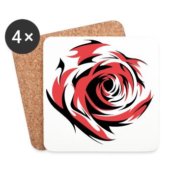 fleurs roses fleur roses symbole illustration icône - Dessous de verre (lot de 4) - blanc - Devant