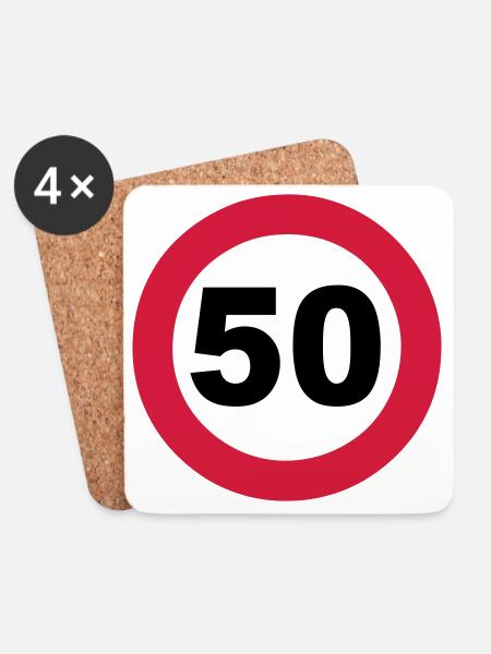 50th Birthday , 50 Years , Traffic Sign 50 (25) - Coasters (set of 4) - white