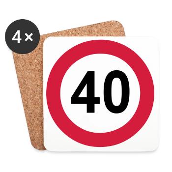 40.Birthday , 40 Years , 40 Traffic Sign (25) - Coasters (set of 4) - white - Front