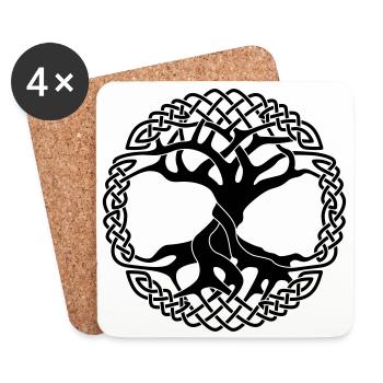 Yggdrasil Wikinger Baum des Lebens - Untersetzer (4er-Set) - Weiß - Vorne