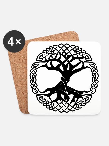 Yggdrasil viking tree of life - Coasters (set of 4) - white