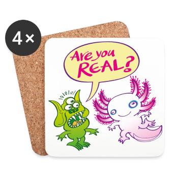 Alien surprised wonders if the axolotl is real - Coasters (set of 4) - white - Front
