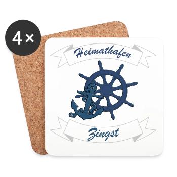 Heimathafen Zingst - Ostsee Darss Geschenk - Untersetzer (4er-Set) - Weiß - Vorne