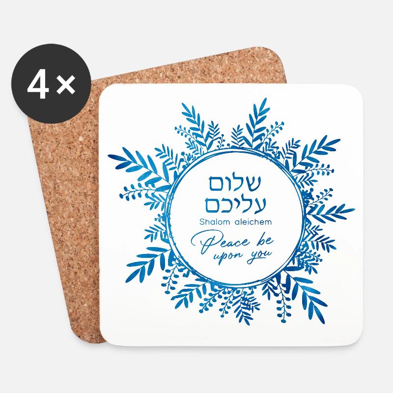 Design Shalom alecheim Blau - Untersetzer (4er-Set) - Weiß