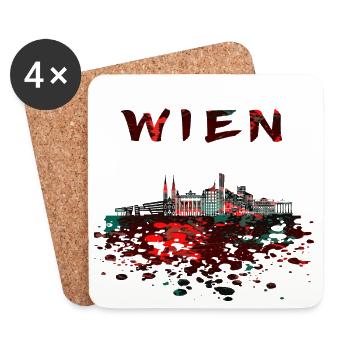 Wien Skyline Desgin - Untersetzer (4er-Set) - Weiß - Vorne