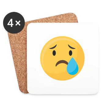 Emoticon Emoji Tear Face - Coasters (set of 4) - white - Front