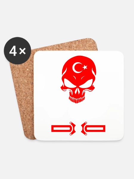Türkei Totenkopf Design - Untersetzer (4er-Set) - Weiß