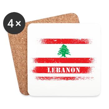 Liban drapeau vintage - Dessous de verre (lot de 4) - blanc - Devant