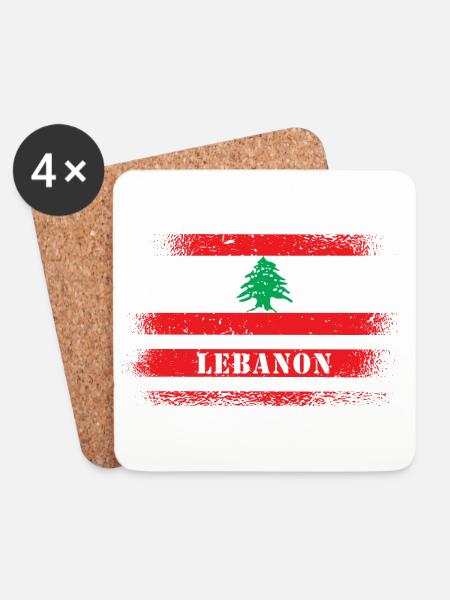 Libanon Vintage Flagge - Untersetzer (4er-Set) - Weiß