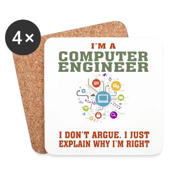 Bestseller Computer Engineer Tshirt, Keep Calm - Coasters (set of 4) - white - Front