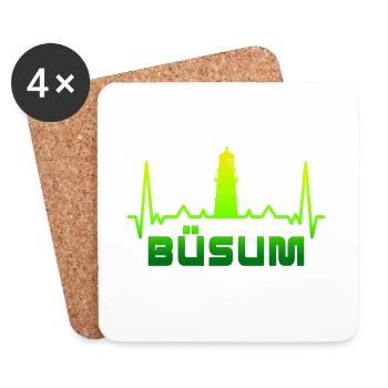 Büsum Leuchtturm Design / Geschenkidee - Untersetzer (4er-Set) - Weiß - Vorne