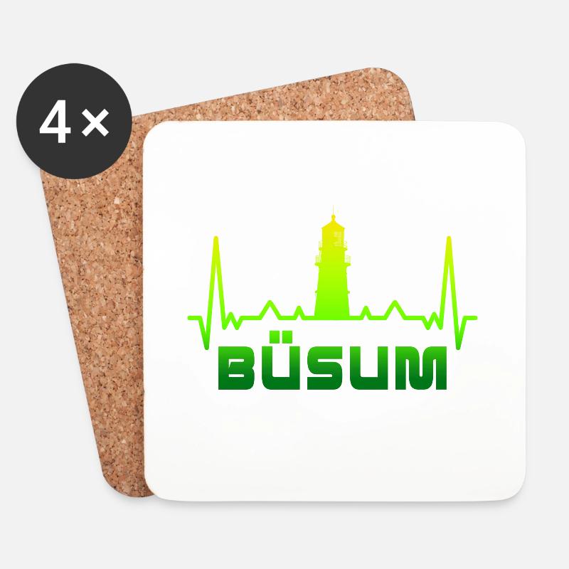 Büsum Leuchtturm Design / Geschenkidee - Untersetzer (4er-Set) - Weiß