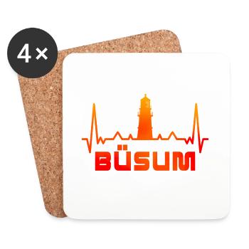 Büsum Leuchtturm Design / Geschenkidee - Untersetzer (4er-Set) - Weiß - Vorne