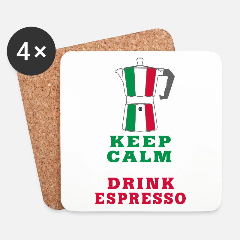 Keep Calm and Drink Espresso Design / Geschenkidee - Untersetzer (4er-Set) - Weiß