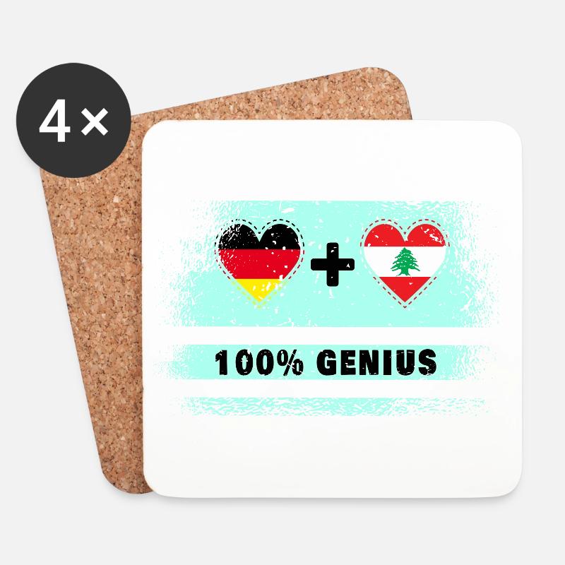 Deutschland und Libanon 100% Genial / Geschenk - Untersetzer (4er-Set) - Weiß