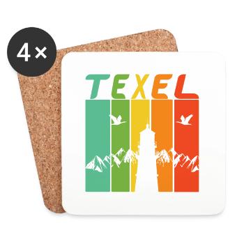 Texel Leuchtturm Design / Geschenk - Untersetzer (4er-Set) - Weiß - Vorne