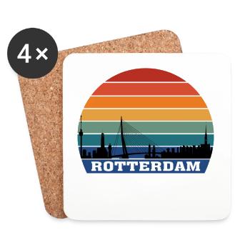 Rotterdam Skyline Silhouette Souvenir Netherlands - Coasters (set of 4) - white - Front