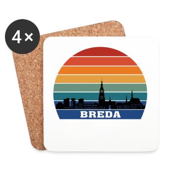 Breda Skyline Silhouette Souvenir Niederlande Flagge - Untersetzer (4er-Set) - Weiß - Vorne