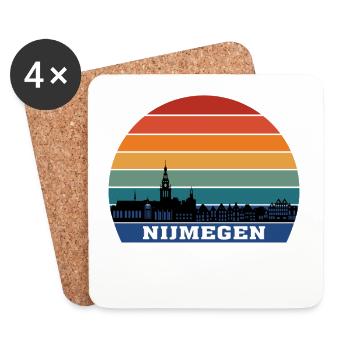 Souvenir de Silhouette Skyline Nimègue Pays-Bas - Dessous de verre (lot de 4) - blanc - Devant
