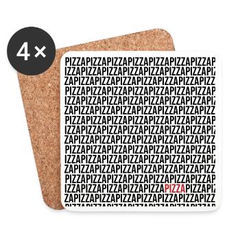 Black pizza logo in red - Coasters (set of 4) - white - Front