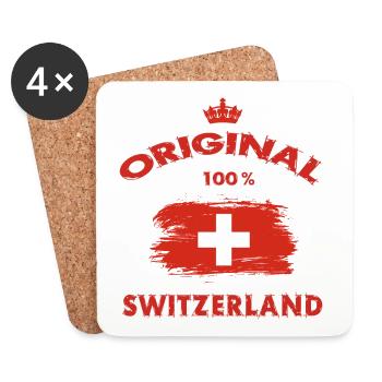 Schweiz Original 100% / Geschenk Nationalflagge - Untersetzer (4er-Set) - Weiß - Vorne