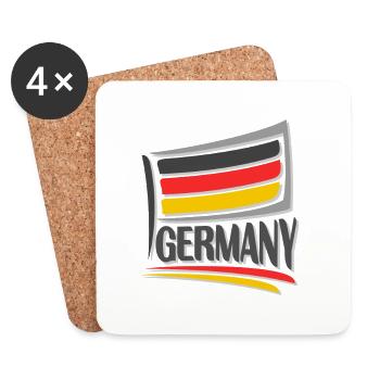 Allemagne Souvenir Landmark, Allemagne Drapeau Voyage - Dessous de verre (lot de 4) - blanc - Devant