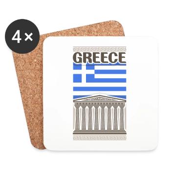 Greece Souvenir Landmark, Greece Flag Travel - Coasters (set of 4) - white - Front