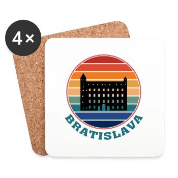 Bratislava Slovakia Skyline Landmark Souvenir - Coasters (set of 4) - white - Front