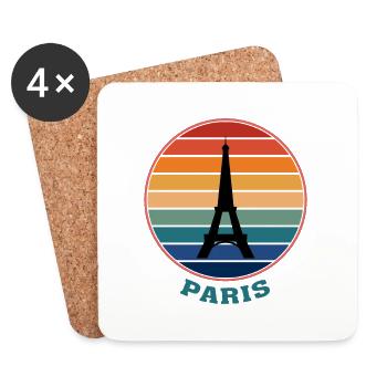 Paris Landmark Silhouette France Voyage Souvenir - Dessous de verre (lot de 4) - blanc - Devant