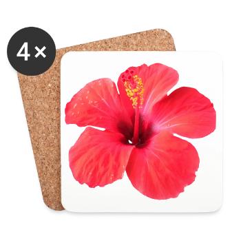 Vibrant hibiscus flower in tropical style - Coasters (set of 4) - white - Front
