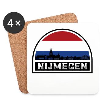 Nimègue Pays-Bas Skyline Silhouette Drapeau Néerlandais - Dessous de verre (lot de 4) - blanc - Devant