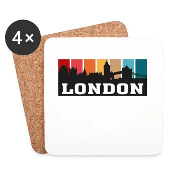 London England Travel Souvenir Skyline Silhouette - Untersetzer (4er-Set) - Weiß - Vorne